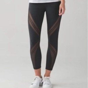 Lululemon Crisscross Lattice Mesh Leggings Black Mesh Yoga Running Gym 12